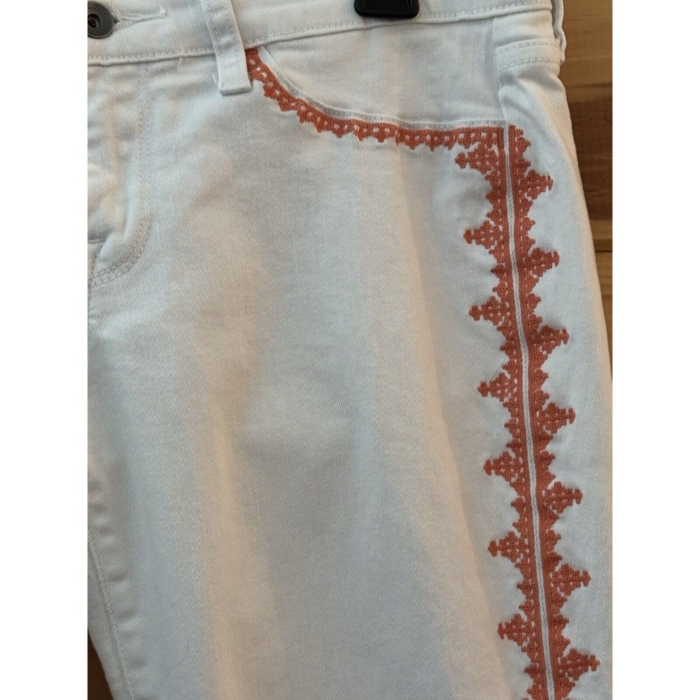 Irving & Fine Lucky Brand Women's Charlie Capri 6/28 White Orange Embroidery - Picture 2 of 7